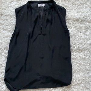 FRAME Le Zip Black Noir Silk Tank Blouse